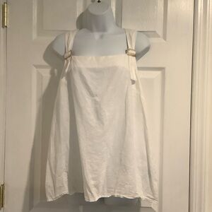 J. McLAUGHLIN White Linen Blend Flowy Neutral Coastal Grandma Resortwear Top XL